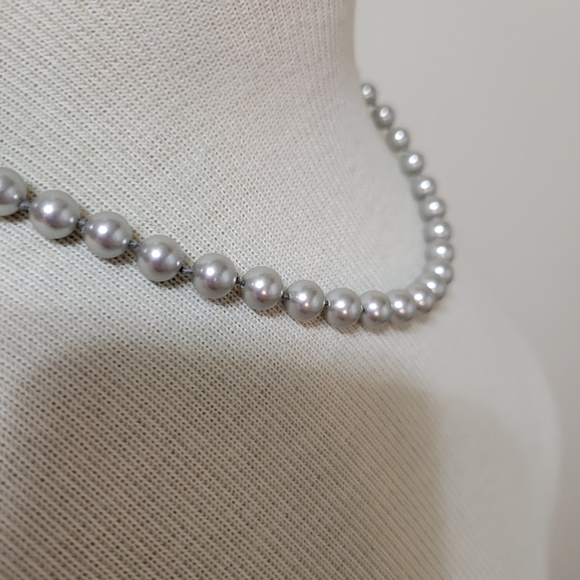 Monet Silver Faux Pearl Necklace - Picture 2 of 5